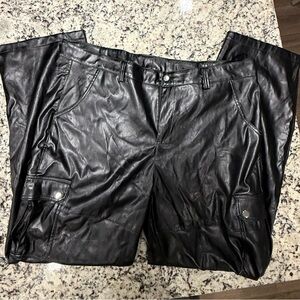 Women’s Black Pleather Cargo Pants- 3XL